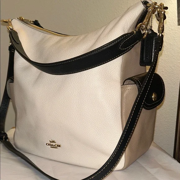 COACH Penny Shoulder Bag Chalk Multi Colorblock Refined Pebble Leather. - Picture 6 of 16